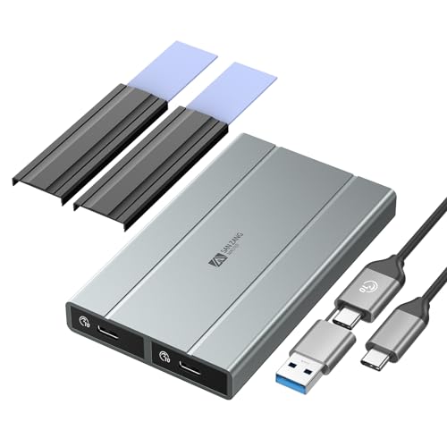 NVMe M.2 SSD Gehäuse mit 10 Gbit/s Übertragung, USB3.2 NVME SATA SSDGehäuse Adapter für 2230 2242 2260 2280 M.2 PCIe NVMe M-Key & M+B Key SSD (werkzeuglos, 2-in-1 Kabel) von SAN ZANG MASTER