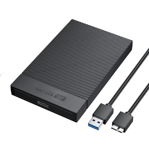 Festplattengehäuse 2,5 Zoll SANZANG USB 3.0 Festplatte Gehäuse mit USB 3.0 Kabel Werkzeugloses für 2 5 Zoll SATA SSD und HDD in Höhe 9.5mm 7mm, UASP & Trim unterstützt von SAN ZANG MASTER