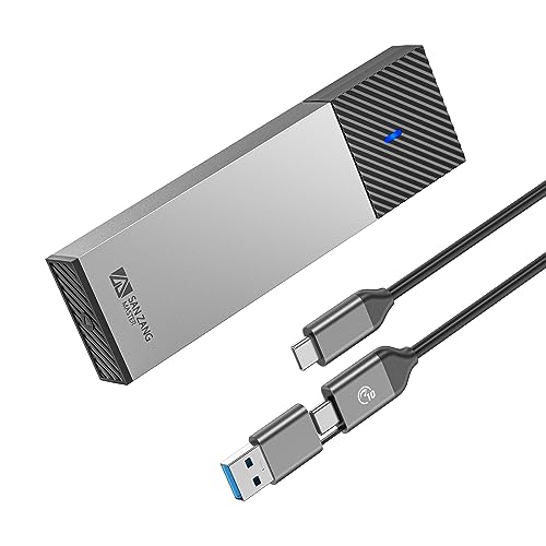 M.2 Enclosure NVMe M.2 SSD Gehäuse mit 10 Gbit/s Übertragung, USB3.2 NVME SATA SSDGehäuse Adapter für 2230 2242 2260 2280 M.2 PCIe NVMe M-Key & M+B Key SSD (werkzeuglos, 2-in-1 Kabel)，grau von SAN ZANG MASTER