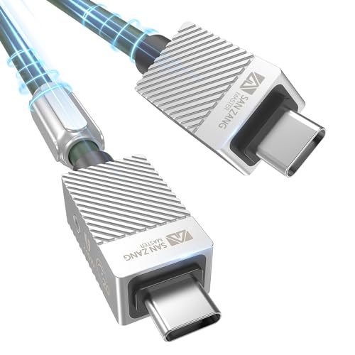 SAN ZANG MASTER 20Gbps USB C auf USB C Kabel für USB 3.2 Gen 2 Kabel, 240W 48V/5A PD3.1 Ladekabel, 4k@60 Hz Displayport-Kabel Video, 240 W Schnellladung, 20 Gbit/s Datenübertragungskabel 0,5 m, Grün von SAN ZANG MASTER