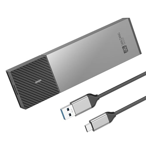 SANZANG M.2 NVMe Gehäuse M.2 SSD Gehäuse mit 10 Gbit/s Übertragung, USB 3.2 NVME SSD Gehäuse Adapter für 2230 2242 2260 2280 M.2 PCIe NVMe M-Key & M+B Key SSD (werkzeuglos, Typ C auf A) von SAN ZANG MASTER