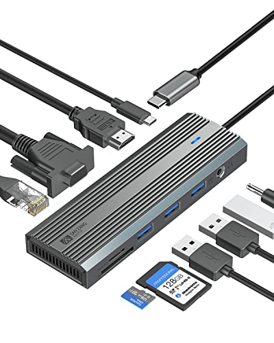 USB-C-Hub, 10-in-1-MultiPort-Dockingstation, USB-C-zu-HDMI-Adapter, USB-C-Hub Ethernet, 100 W PD, 3 USB-A USB 3.0 für MacBook, Steam Deck, iPad, Surface Pro, Chromebook (Grau) von SAN ZANG MASTER
