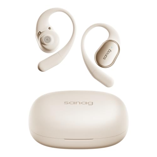 SANAG C16S Bluetooth Sport-Kopfhörer, Bluetooth 5.3 Kopfhörer, HiFi Stereo Kabellose Kopfhörer mit High-Definition Noise Cancelling Mikrofon (Beige) von SANAG