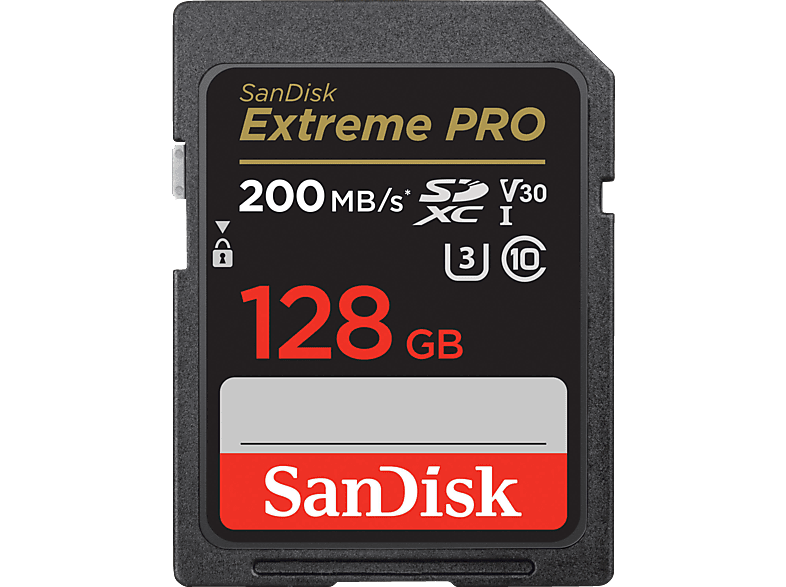 SANDISK Extreme PRO® UHS-I, SDXC Speicherkarte, 128 GB, 200 MB/s von SANDISK