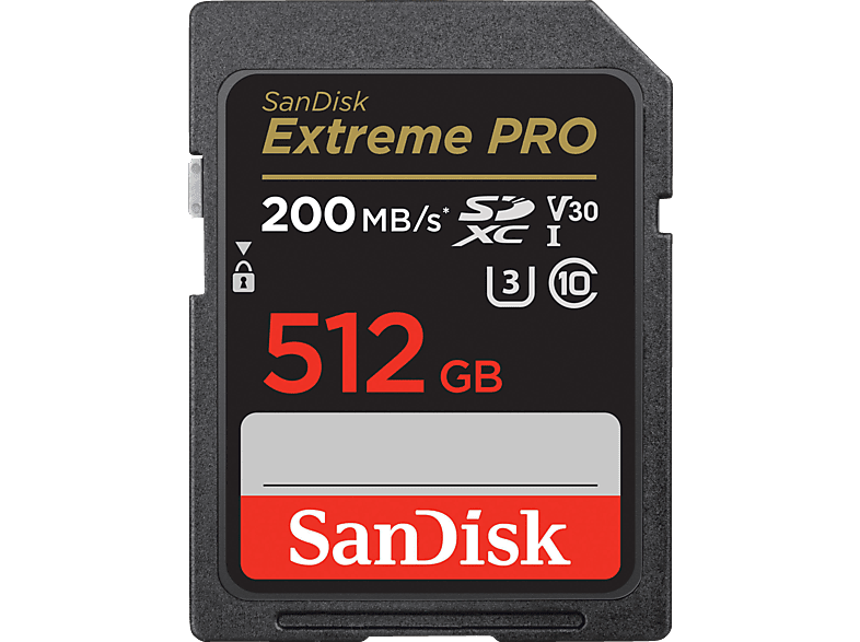SANDISK Extreme PRO® UHS-I, SDXC Speicherkarte, 512 GB, 200 MB/s von SANDISK