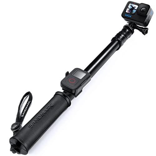 SANDMARC Pole - Black Edition: 43-102 cm Wasserdicht Stick für GoPro Hero 12, 11, 10, 9, 8, 7, Osmo Action, 6, 5, 4, Session, 3+, 3, 2, und HD Kameras – Teleskopstange Einbeinstativ von SANDMARC