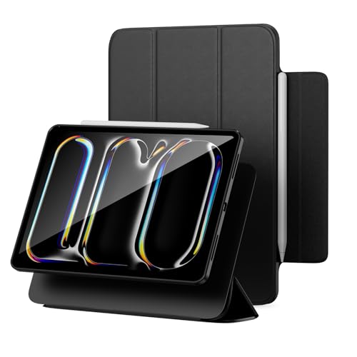 SANDUODD Schutzhülle für iPad Pro 13 Zoll 2024, abnehmbare, magnetische, drehbare Schutzhülle aus PU-Leder mit Stifthalter (schwarz) von SANDUODD