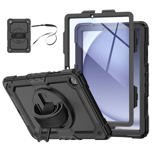 Schutzhülle für Samsung Galaxy Tab A9+ Plus 2023, robuste Vollschutzhülle mit integriertem Displayschutz, 360° drehbarer Ständer, verstellbarer Schultergurt von SANDUODD