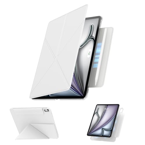 Schutzhülle für iPad Air 27,9 cm (11 Zoll), Y-Faltung, magnetisch, iPad Air 6. / 5. / 4. Generation 2024 / 2022 / 2020, mit verstecktem Stifthalter, Elfenbeinweiß von SANDUODD