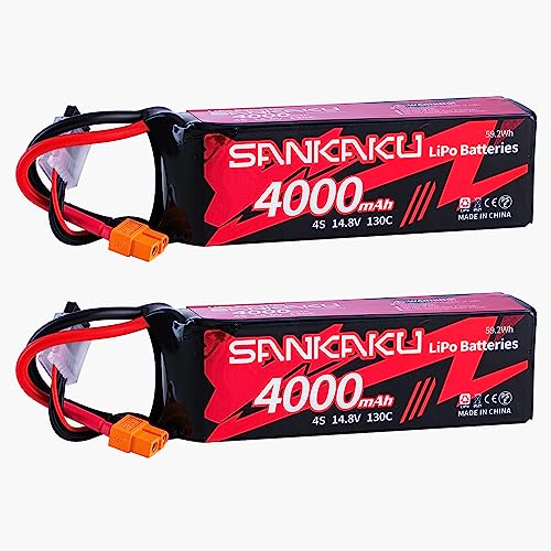 SANKAKU 130C 4S Lipo Akku 14,8V 4000mAh Stecker XT60 für RC Flugzeug Quadrocopter Hubschrauber Drohne FPV Hobby 2 Stück SANKAKU 130C 4S Lipo Akku 14,8V 4000mAh Stecker XT60 für RC Flugzeug Quadrocopter Hubschrauber Drohne FPV Hobby 2 Stück von SANKAKU