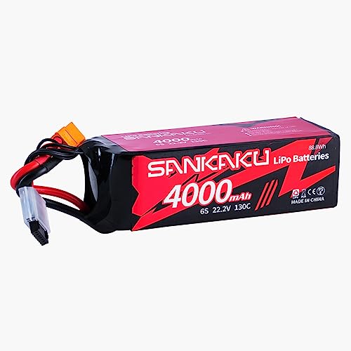 SANKAKU 130C 6S Lipo Akku 22,2V 4000mAh mit XT60 Stecker für RC Flugzeug Quadrocopter Hubschrauber Drohne FPV Hobby von SANKAKU