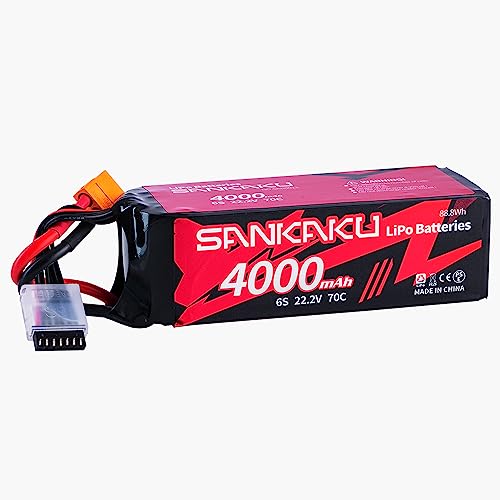 SANKAKU 22,2V Lipo Akku 4000mAh 70C 6S RC Akku XT60 Stecker für RC Flugzeug Quadrocopter Hubschrauber Drohne FPV Hobby von SANKAKU