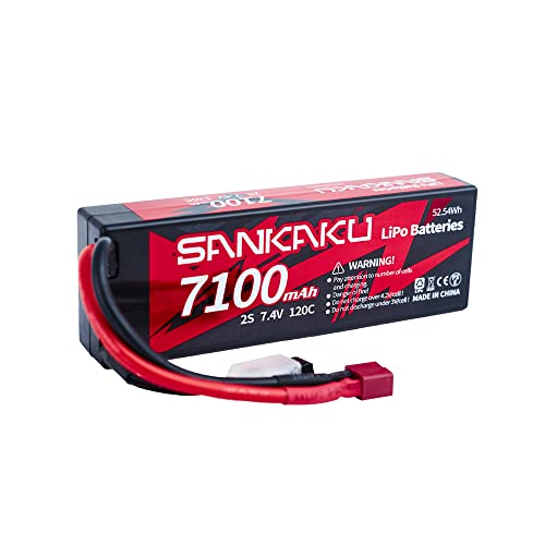 SANKAKU 2S 7100mAh Lipo Akku 7,4V 120C RC Batterien Hardcase mit Deans T Stecker für RC Buggy Fahrzeuge Auto LKW Tank Boot Hobby von SANKAKU