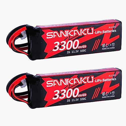 SANKAKU 3300mAh 3S Lipo Akku 11,1V 100C RC Akku mit XT60 Stecker für RC Flugzeug Quadrocopter Hubschrauber Drohne FPV 2 Stück von SANKAKU