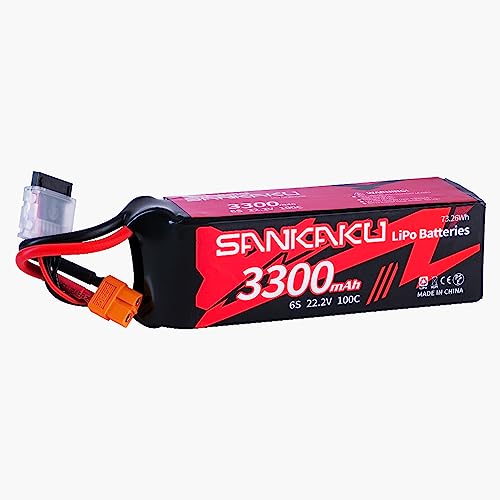 SANKAKU 3300mAh 6S Lipo Akku 22,2V 100C RC Akku Stecker XT60 für RC Flugzeug Quadrocopter Hubschrauber Drohne FPV Hobby von SANKAKU