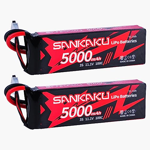 SANKAKU 5000mAh 100C RC Lipo Akku 3S 11,1V Lipo Stecker EC5 für RC Buggy Fahrzeuge Auto LKW Tank Boot Hobby 2 Stück von SANKAKU