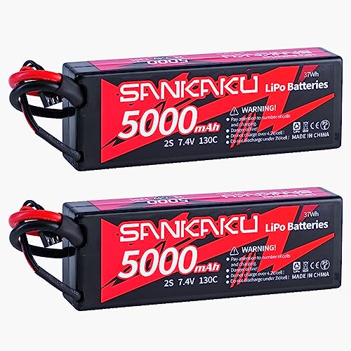 SANKAKU 5000mAh 130C Lipo Akku 2S 7,4V RC Batterien Hardcase mit Deans T Stecker für RC Buggy Fahrzeuge Auto LKW Tank Boot RC Hobby 2 Stück SANKAKU 5000mAh 130C Lipo Akku 2S 7,4V RC Batterien Hardcase mit Deans T Stecker für RC Buggy Fahrzeuge Auto LKW Tank Boot RC Hobby 2 Stück von SANKAKU