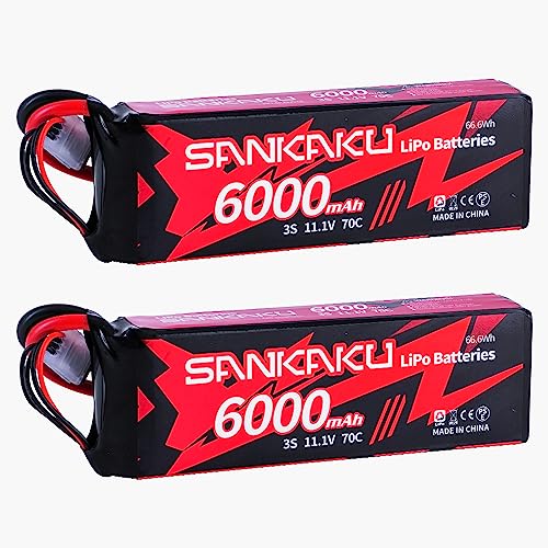 SANKAKU 6000mAh 70C Lipo Akku 3S 11,1V RC Batterien Soft Pack mit Deans T Stecker für RC Buggy Fahrzeuge Auto LKW Tank Boot RC Hobby 2 Stück von SANKAKU