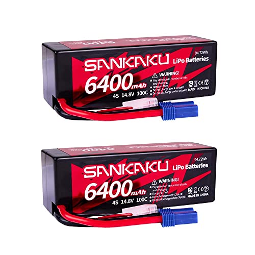 SANKAKU 6400mAh 4S Lipo Akku 14,8V 100C RC Batterien Hardcase mit EC5 Stecker für RC Buggy Auto LKW Tank Fahrzeuge Boot Hobby 2 Stück SANKAKU 6400mAh 4S Lipo Akku 14,8V 100C RC Batterien Hardcase mit EC5 Stecker für RC Buggy Auto LKW Tank Fahrzeuge Boot Hobby 2 Stück von SANKAKU