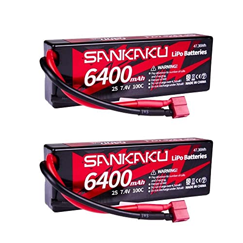SANKAKU 6400mAh 7,4V Lipo Akku 100C RC Lipo Akku 2S Hardcase mit Deans T Stecker für RC Buggy Fahrzeuge Auto LKW Tank Boot Hobby 2 Stück SANKAKU 6400mAh 7,4V Lipo Akku 100C RC Lipo Akku 2S Hardcase mit Deans T Stecker für RC Buggy Fahrzeuge Auto LKW Tank Boot Hobby 2 Stück von SANKAKU