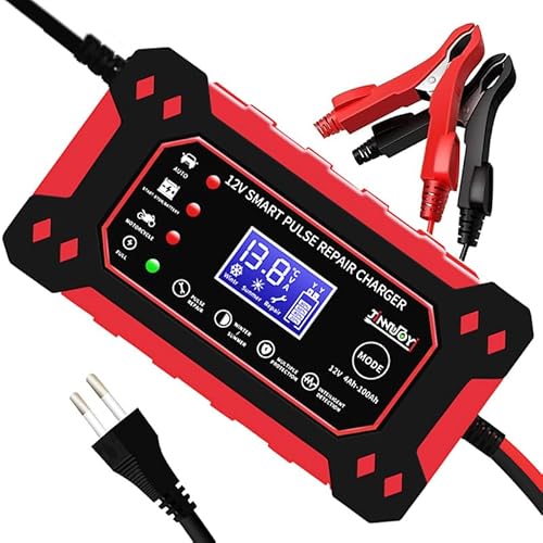 Autobatterie Ladegerät, 12V 6A Automatisches Batterieladegerät Mit LCD Bildschirm, Smart vollautomatische Batterieladegerät für Auto LKW Motorrad Rasenmäher Boot Marine Batterien von SANON