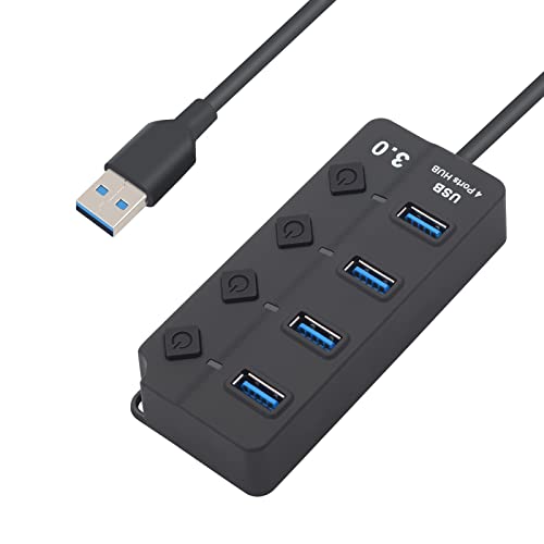 SANON USB Hub, 4- Port USB 3. 0 Hub, USB Adapter, USB Verteiler, Extension Splitter mit individuellen EIN/Aus- Schaltern Plug and Play, für PS5, PC, Laptop, USB Stick, drucker, MacBook und mehr von SANON