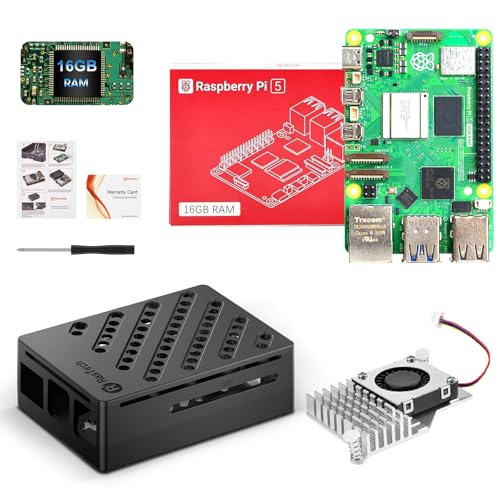 RasTech Raspberry Pi 5 16GB Kit mit Active Cooler, Pi 5 ABS Gehäuse und Schraubendreher und Garantiekarte RasTech Raspberry Pi 5 16GB Kit mit Active Cooler, Pi 5 ABS Gehäuse und Schraubendreher und Garantiekarte von SANOOV