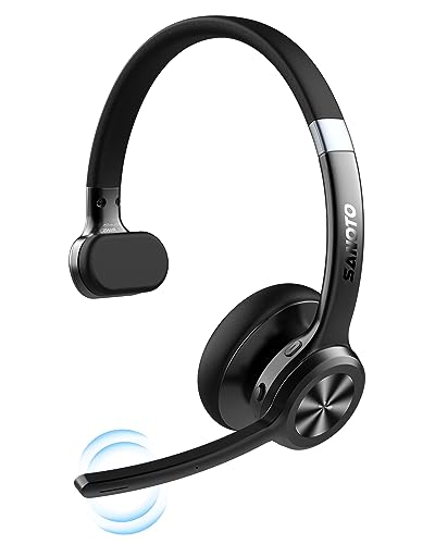 SANOTO Bluetooth Headset mit Mikrofon | Wireless Headset mit Geräuschunterdrückung, 30 Stunden Anrufe, PC Headset Bluetooth V5.2 für Callcenter, Büro, Zoom, Microsoft von SANOTO