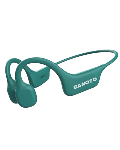 SANOTO Knochenschall Kopfhörer Bluetooth 5.0 Open Ear Kopfhörer IPX7 wasserdichte Schweißfeste Bone Conduction Headphones Sportkopfhörer für Läufer Fahrrad Radfahren Fitness von SANOTO