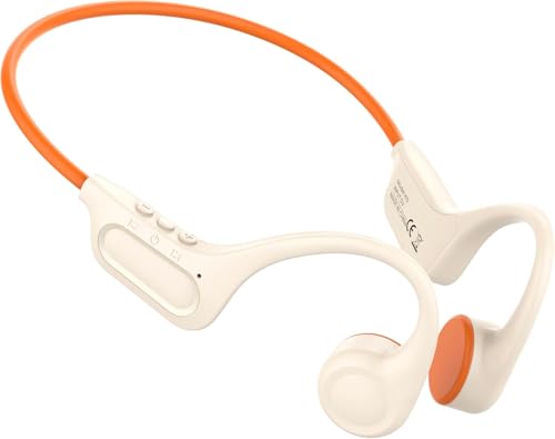 SANOTO Knochenschall Kopfhörer Bluetooth 5.3, Open Ear Kopfhörer,Typ-C-Ladeanschluss, IPX6 wasserdichte Knochenschall Kopfhörer, Bone Conduction Headphones, Zum Joggen, Radfahren, Weiß von SANOTO