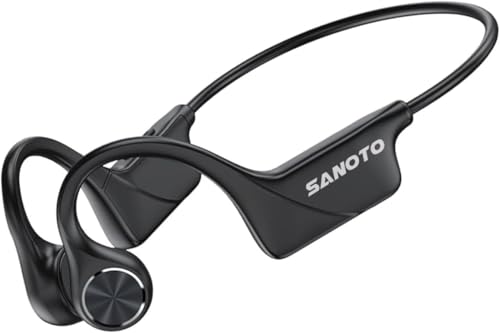 SANOTO Knochenschall Kopfhörer Bluetooth 5.3,Open Ear Kopfhörer Kabellos Bone Conduction Kopfhörer IPX5 Wasserdicht Staubdicht Sportkopfhörer Lange Akkulaufzeit Kopfhörer für Läufer Fitness von SANOTO