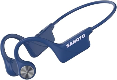 SANOTO Knochenschall Kopfhörer Bluetooth 5.3,Open Ear Kopfhörer Kabellos Bone Conduction Kopfhörer IPX5 Wasserdicht Staubdicht Sportkopfhörer Lange Akkulaufzeit Kopfhörer für Läufer Fitness Radfahren von SANOTO
