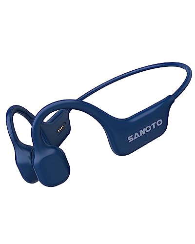 SANOTO Knochenschall Kopfhörer, Open Ear Kopfhörer Bluetooth 5.0 Bone Conduction Kopfhörer Kabellos IPX7 wasserdichte Schweißfeste Sportkopfhörer Kopfhörer für Läufer Fahrrad Radfahren Fitness von SANOTO