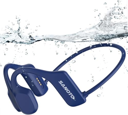 SANOTO Kopfhörer Schwimmen Bluetooth 5.2 knochenschall kopfhörer IP68 Unterwasser Kopfhörer Schwimmen 8G MP3 Open Ear Sport Kopfhörer Kopfhörer zum Schwimmen Laufen von SANOTO