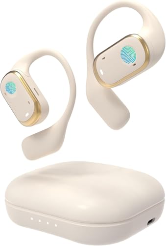 SANOTO Open Ear Kopfhörer Bluetooth 5.3, Touch Controlled Air Conduction Ohrhörer Kopfhörer Kabellos Bluetooth Kopfhörer Sport, IPX6 Wasserdicht,30H Spielzeit,Geeignet für Bewegung, Spiele (Weiß) von SANOTO