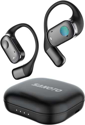 SANOTO Open Ear Kopfhörer Bluetooth 5.3, Touch Controlled Air Conduction Ohrhörer Kopfhörer Kabellos Bluetooth Kopfhörer Sport, IPX6 Wasserdicht,30H Spielzeit,Geeignet für Bewegung, Spiele von SANOTO