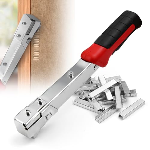 Hammertacker 1 x Schlagtacker mit 1000 x Klammern - Handtacker Tackerpistole für Klammern Typ 140, 6-10mm - Schlagtacker inkl. 1000 Stück Klammern von SANOU