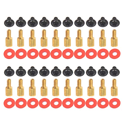 20 x Schraube + 20 x Motherboard + 20 x Unterlegscheibe) 6,5 mm 6-32-M3 Computer Golden Motherboard Riser + silberne Schrauben Unterlegscheiben von SANRLO