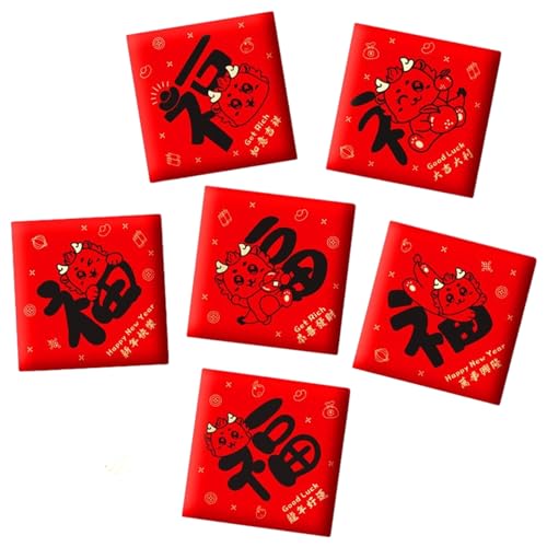 Packung mit 6 Cartoon-Geldumschlägen, traditionelles chinesisches Glücks-Geldbeutel, festliches Geschenk für Freunde, Familien, chinesische Kulturpakete von SANRLO