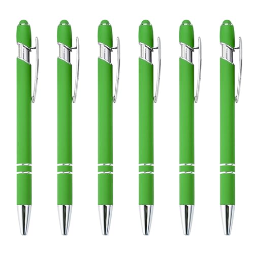 SANRLO R Stifte, Bleistifte und Schreibgeräte, 6 Stück, 2-in-1 Stylus-Kugelschreiber, einziehbarer Kugelschreiber mit Stylus-Spitze, schwarze Tinte und reibungsloses Schreiben für Damen und Herren von SANRLO