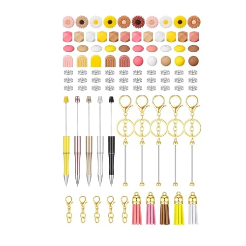 SANRLO R-Stifte, Bleistifte und Schreibgeräte, 78-teiliges Kugelschreiber-Set mit Perlen, Karabinerverschlüssen, Schlüsselanhänger, Quasten, Schulschreibwaren von SANRLO