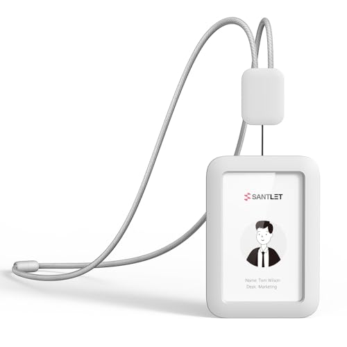 SANTLET ID Badge Holder, Ausziehbarer Premium-Ausweishalter mit Umhängeband, Sicherheitsschnalle, Vertikaler Ausweishalter aus Weichem Silikon für Büropersonal und Angestellte SANTLET ID Badge Holder, Ausziehbarer Premium-Ausweishalter mit Umhängeband, Sicherheitsschnalle, Vertikaler Ausweishalter aus Weichem Silikon für Büropersonal und Angestellte von SANTLET