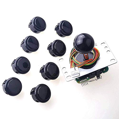 Reyann Sanwa JLF-TP-8YT Joystick + 8 Stück Sanwa OBSF-30 Drucktasten Bundle Kit Farbe: Schwarz von SANWA