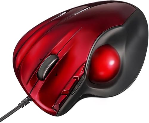 SANWA Kabelgebundene Ergonomische Trackball-Maus, Programmierbare Rollerball-Maus, Neigbares Scrollrad, 400-1600 DPI, 5 Tasten, Computer-Trackball & Fingerablage, Rot SANWA Kabelgebundene Ergonomische Trackball-Maus, Programmierbare Rollerball-Maus, Neigbares Scrollrad, 400-1600 DPI, 5 Tasten, Computer-Trackball & Fingerablage, Rot von SANWA