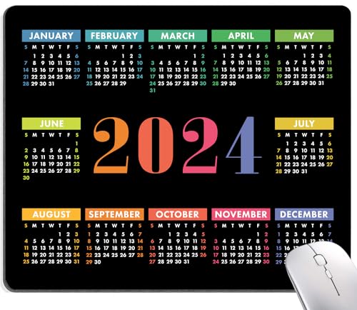 SANWUMIAN 2024 Kalender-Mauspad, niedliches Kalender-Mauspad, klein, quadratisch, wasserdicht, rutschfest, Gummiunterseite, Computer-Mauspads für Schreibtisch, Zuhause, Büro, Laptop von SANWUMIAN