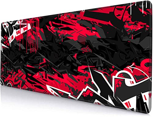 SANWUMIAN Erweitertes Gaming-Mauspad, XXL große Computer-Tastatur, lange Mauspad, Schreibtischunterlage für Bürospiele, 31.5x11.8 cm rutschfeste Gummiunterseite mit genähtem Rand, kühles Schwarz Rot SANWUMIAN Erweitertes Gaming-Mauspad, XXL große Computer-Tastatur, lange Mauspad, Schreibtischunterlage für Bürospiele, 31.5x11.8 cm rutschfeste Gummiunterseite mit genähtem Rand, kühles Schwarz Rot von SANWUMIAN