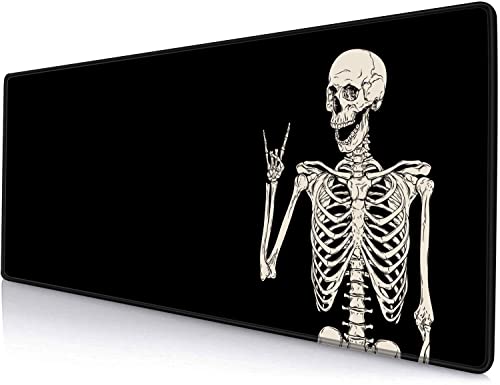 SANWUMIAN Gaming-Mauspad, großes Mauspad für den Schreibtisch, rutschfeste Gummiunterseite, Tastatur-Mauspad, Schreibtischunterlage mit genähten Kanten, 80 x 30 cm, schwarzes menschliches Skelett SANWUMIAN Gaming-Mauspad, großes Mauspad für den Schreibtisch, rutschfeste Gummiunterseite, Tastatur-Mauspad, Schreibtischunterlage mit genähten Kanten, 80 x 30 cm, schwarzes menschliches Skelett von SANWUMIAN