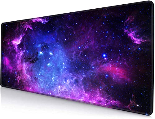 SANWUMIAN Großes Gaming-Mauspad, 80x30 cm XXL Erweiterte Computer-Tastatur-Mauspad, große Schreibtischunterlagen mit rutschfester Gummiunterseite und genähtem Rand für Home Office Spielarbeit, Galaxy von SANWUMIAN