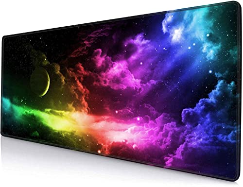 SANWUMIAN Großes Gaming-Mauspad für Schreibtisch, Tastatur-Unterlage Mit Rutschfester Gummiunterseite und Genähten Kanten, 80 x 30 cm, Bunte Galaxie SANWUMIAN Großes Gaming-Mauspad für Schreibtisch, Tastatur-Unterlage Mit Rutschfester Gummiunterseite und Genähten Kanten, 80 x 30 cm, Bunte Galaxie von SANWUMIAN