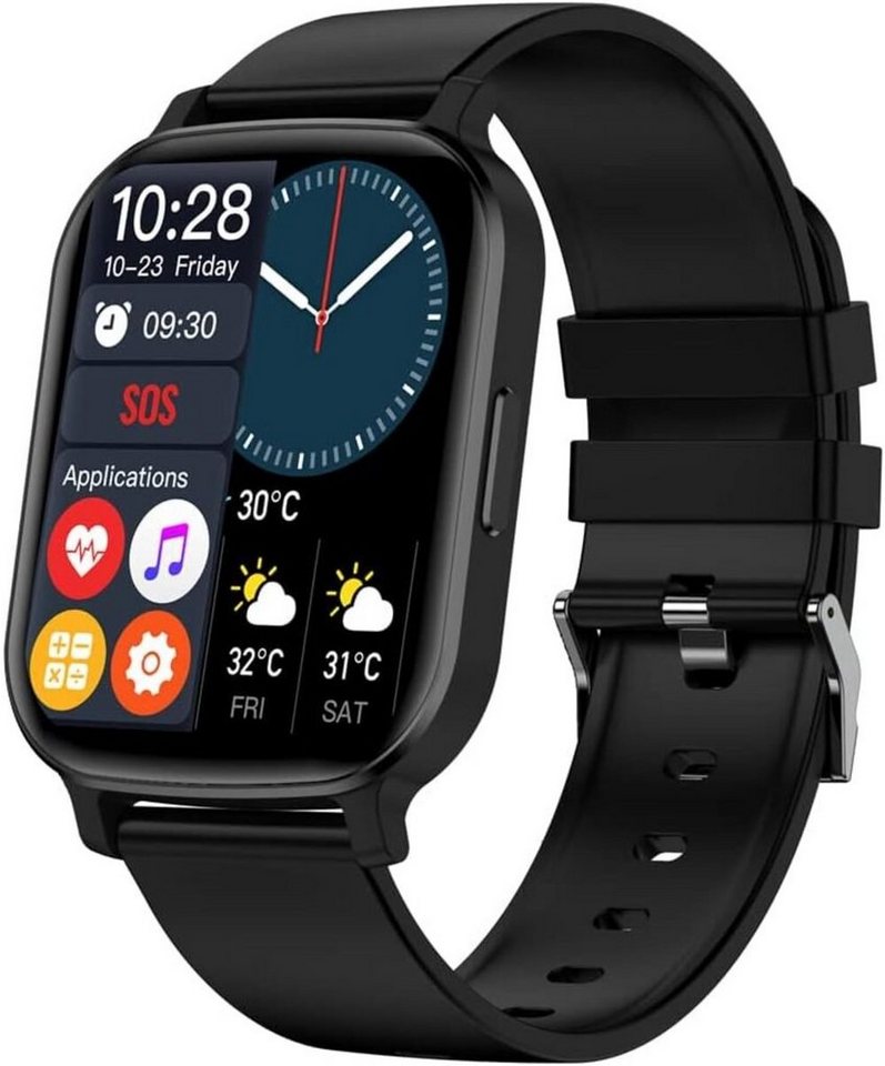 SANZEN Smartwatch (1,83 Zoll, Android iOS), Damen herren mit telefonfunktion sportuhr schrittzähler pulsmesser von SANZEN